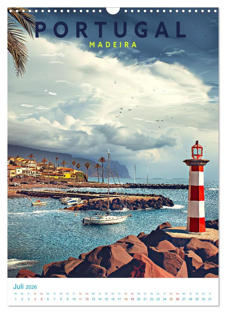 Weitere Ansicht: Portugal - Old School Poster Style (Wandkalender 2026 DIN A3 hoch), CALVENDO Monatskalender | Calvendo, Val Thoermer