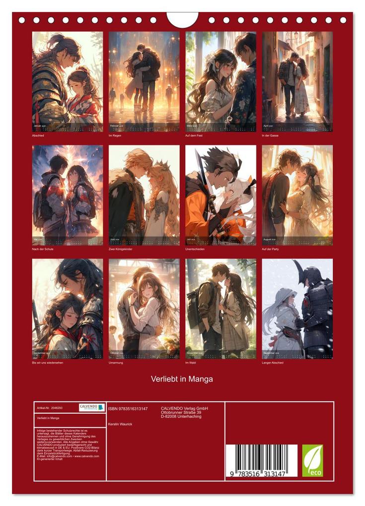 Weitere Ansicht: Verliebt in Manga (Wandkalender 2026 DIN A4 hoch), CALVENDO Monatskalender | Calvendo, Kerstin Waurick