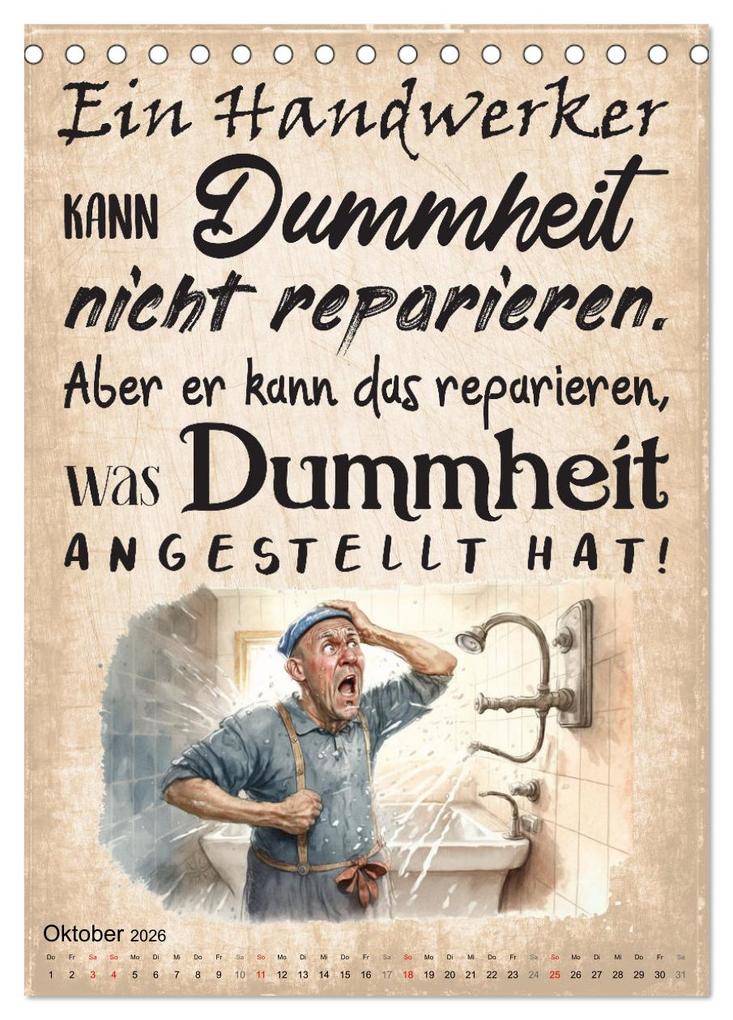Weitere Ansicht: Handwerker Sprüche (Tischkalender 2026 DIN A5 hoch), CALVENDO Monatskalender | Calvendo, Sabine Löwer