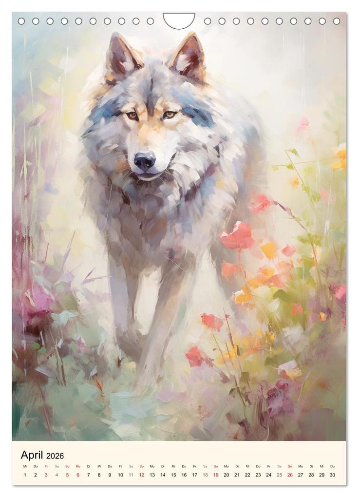 Weitere Ansicht: Wölfe. Zarte Aquarelle von beeindruckenden Tieren (Wandkalender 2026 DIN A4 hoch), CALVENDO Monatskalender | Calvendo, Rose Hurley