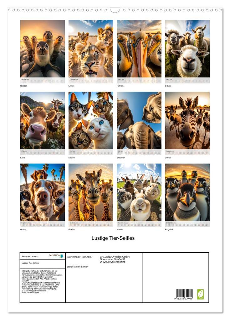 Weitere Ansicht: Lustige Tier-Selfies (Wandkalender 2026 DIN A2 hoch), CALVENDO Monatskalender | Calvendo, Steffen Gierok-Latniak