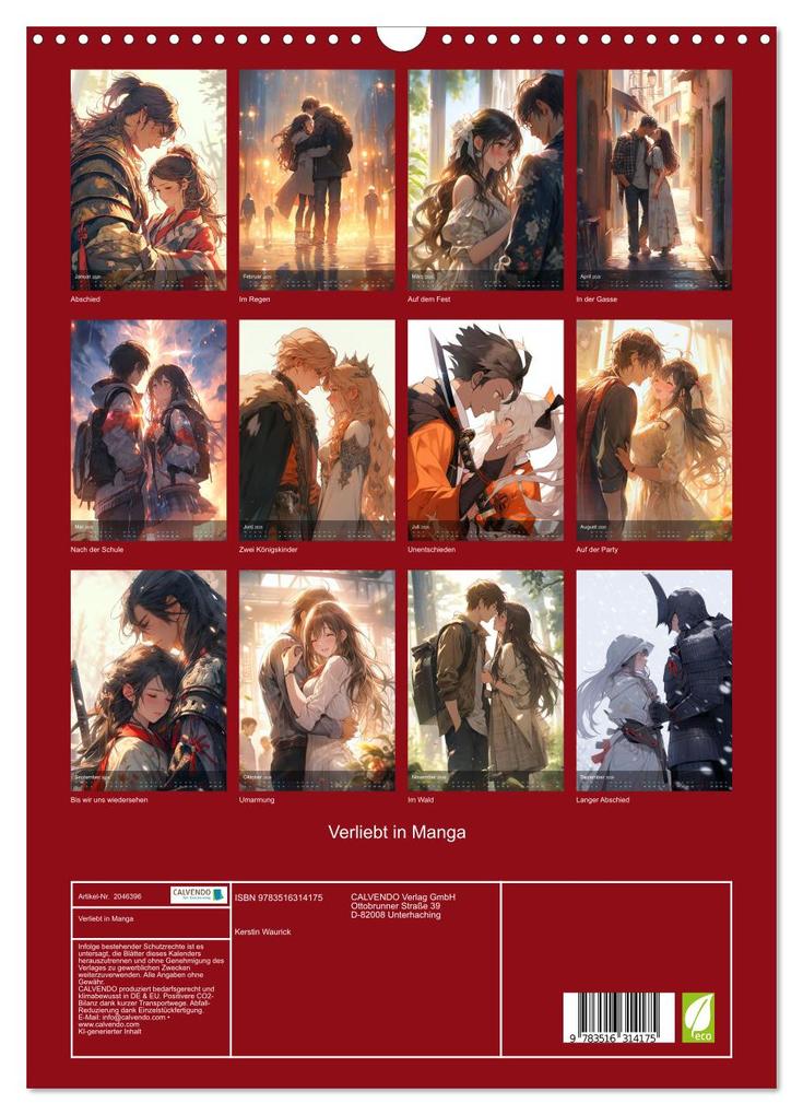 Weitere Ansicht: Verliebt in Manga (Wandkalender 2026 DIN A3 hoch), CALVENDO Monatskalender | Calvendo, Kerstin Waurick