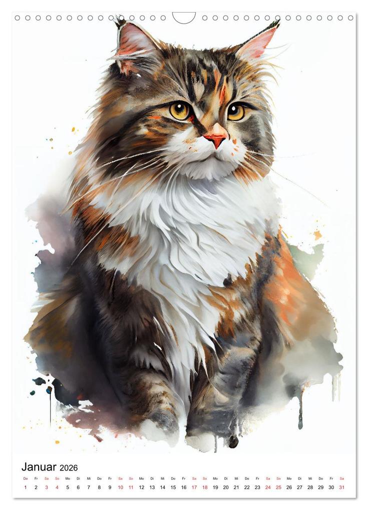 Weitere Ansicht: Katzen wie gemalt (Wandkalender 2026 DIN A3 hoch), CALVENDO Monatskalender | Calvendo, Tina Grohs