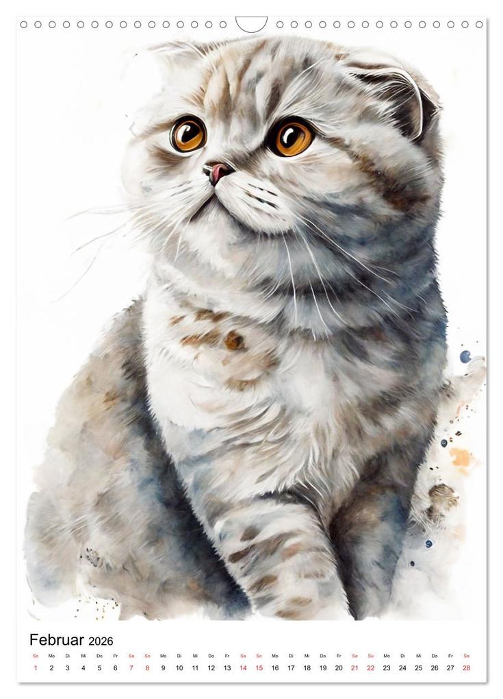 Weitere Ansicht: Katzen wie gemalt (Wandkalender 2026 DIN A3 hoch), CALVENDO Monatskalender | Calvendo, Tina Grohs