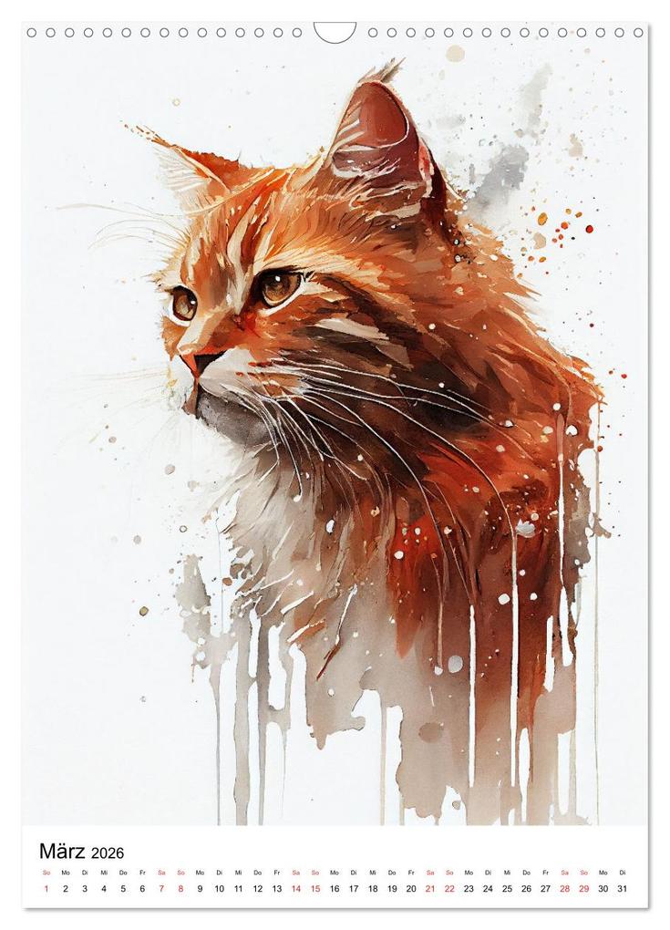 Weitere Ansicht: Katzen wie gemalt (Wandkalender 2026 DIN A3 hoch), CALVENDO Monatskalender | Calvendo, Tina Grohs