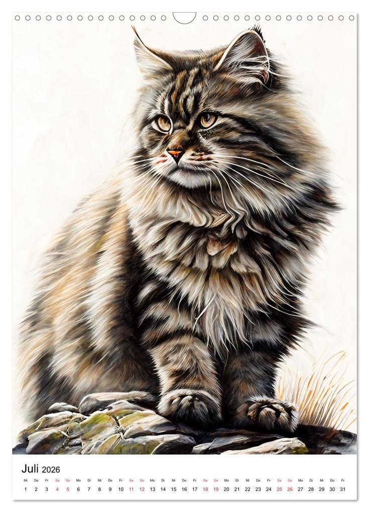 Weitere Ansicht: Katzen wie gemalt (Wandkalender 2026 DIN A3 hoch), CALVENDO Monatskalender | Calvendo, Tina Grohs