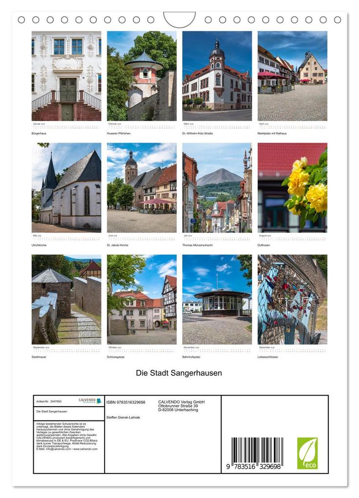 Weitere Ansicht: Die Stadt Sangerhausen (Wandkalender 2026 DIN A4 hoch), CALVENDO Monatskalender | Steffen Gierok-Latniak, Calvendo