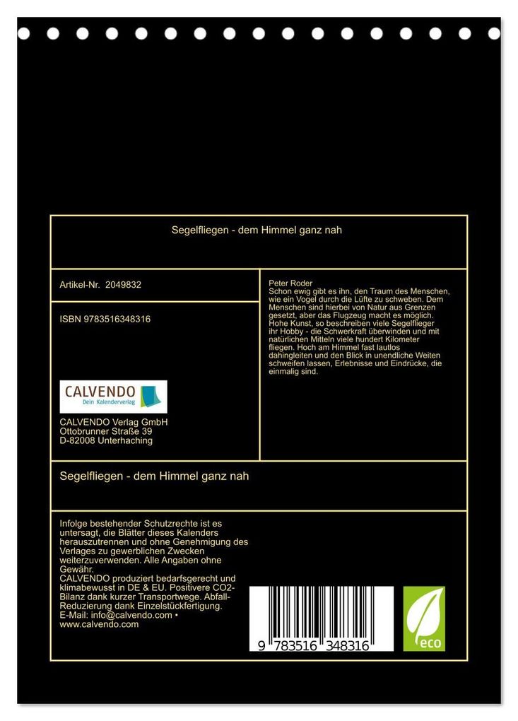 Weitere Ansicht: Segelfliegen - dem Himmel ganz nah (Tischkalender 2026 DIN A5 hoch), CALVENDO Monatskalender | Peter Roder, Calvendo