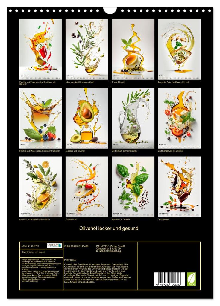 Weitere Ansicht: Olivenöl lecker und gesund (Wandkalender 2026 DIN A3 hoch), CALVENDO Monatskalender | Peter Roder, Calvendo
