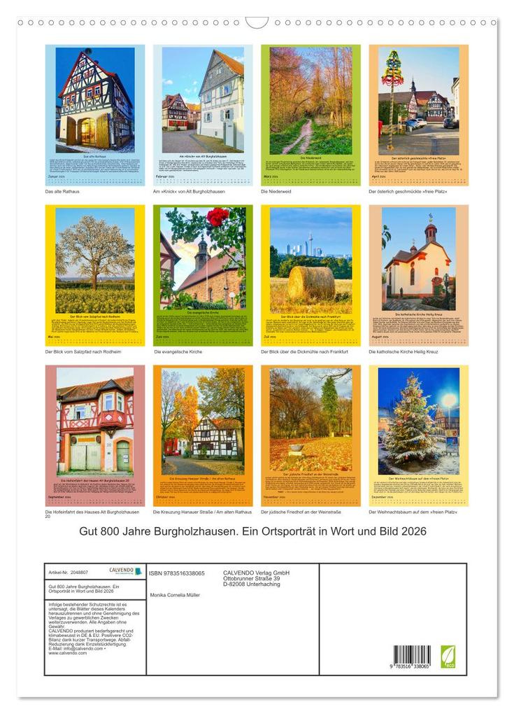 Weitere Ansicht: Gut 800 Jahre Burgholzhausen. Ein Ortsporträt in Wort und Bild 2026 (Wandkalender 2026 DIN A2 hoch), CALVENDO Monatskalender | Müller, Monika Cornelia, Calvendo