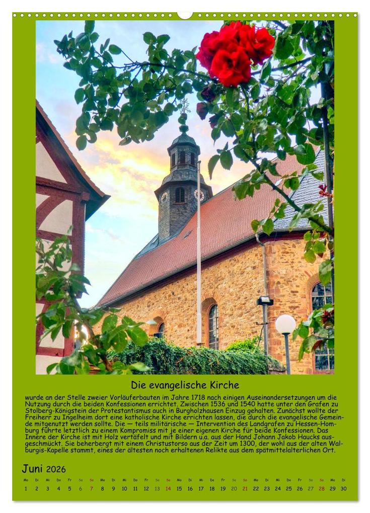 Weitere Ansicht: Gut 800 Jahre Burgholzhausen. Ein Ortsporträt in Wort und Bild 2026 (Wandkalender 2026 DIN A2 hoch), CALVENDO Monatskalender | Müller, Monika Cornelia, Calvendo