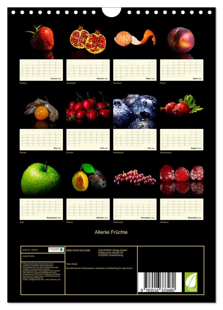 Weitere Ansicht: Allerlei Früchte (Wandkalender 2026 DIN A4 hoch), CALVENDO Monatskalender | Peter Roder, Calvendo