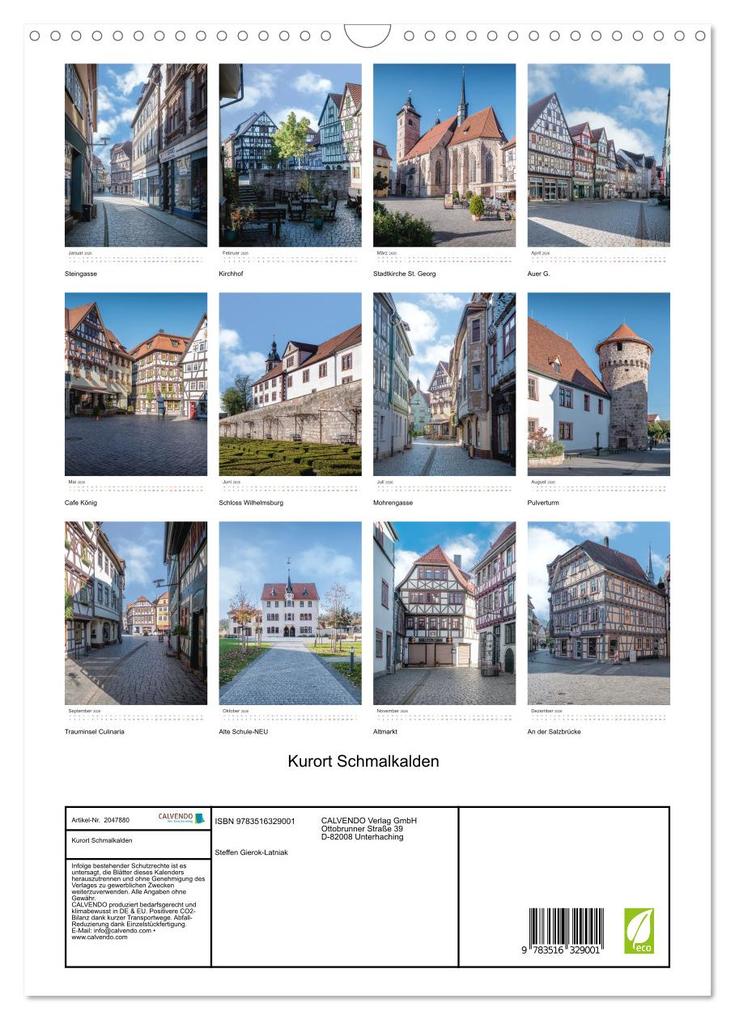 Weitere Ansicht: Kurort Schmalkalden (Wandkalender 2026 DIN A3 hoch), CALVENDO Monatskalender | Steffen Gierok-Latniak, Calvendo