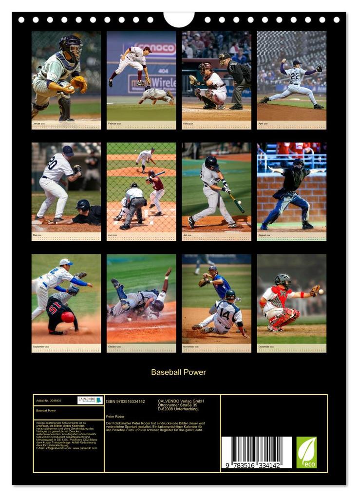 Weitere Ansicht: Baseball Power (Wandkalender 2026 DIN A4 hoch), CALVENDO Monatskalender | Peter Roder, Calvendo