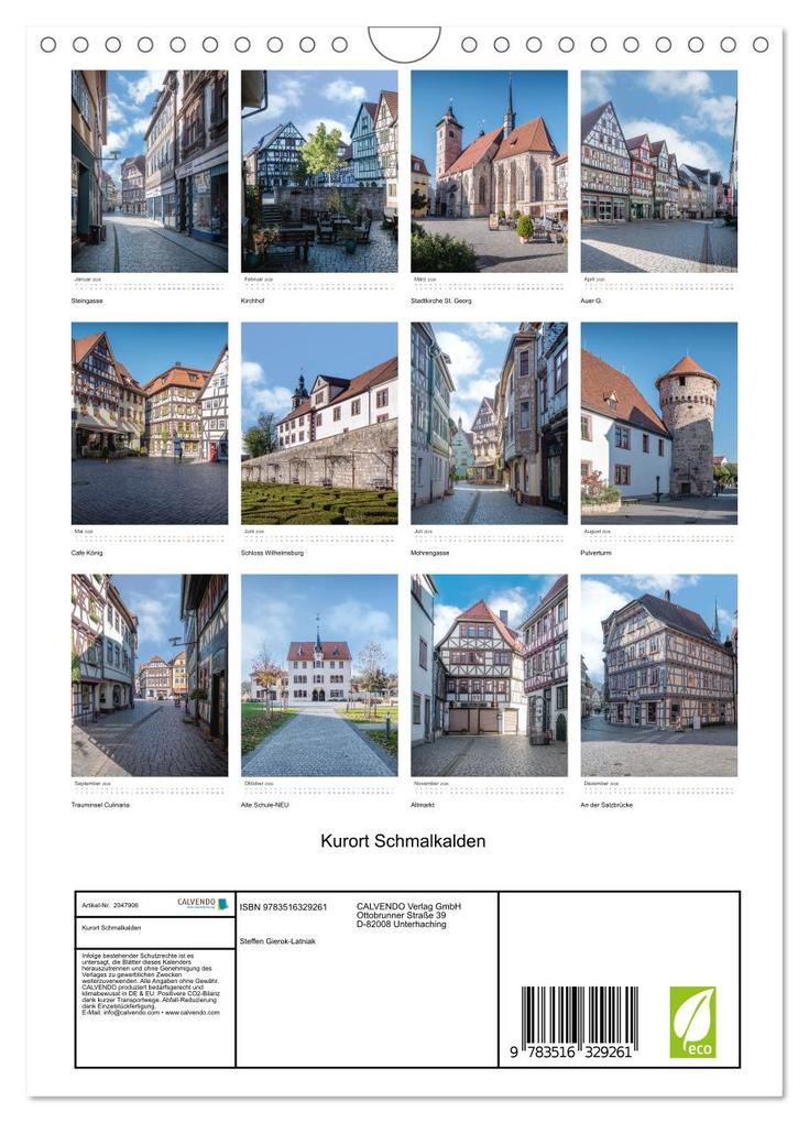 Weitere Ansicht: Kurort Schmalkalden (Wandkalender 2026 DIN A4 hoch), CALVENDO Monatskalender | Steffen Gierok-Latniak, Calvendo