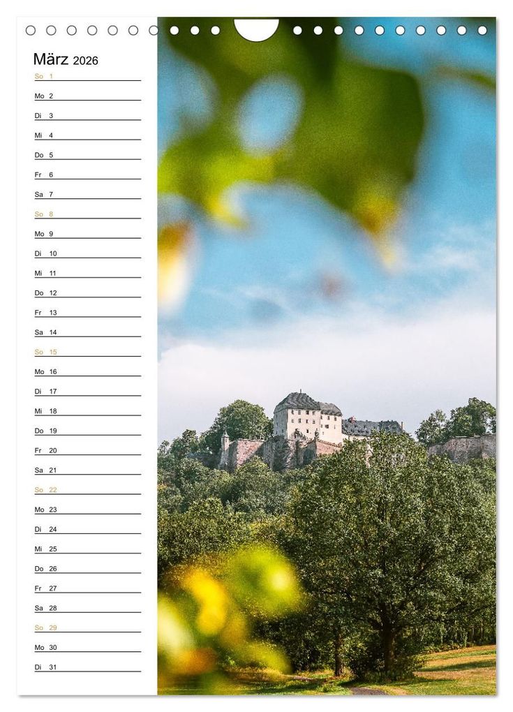 Weitere Ansicht: Sachsens Burgen und Schlösser - Beschreibbarer Kalender mit Ortsangaben (Wandkalender 2026 DIN A4 hoch), CALVENDO Monatskalender | Benjamin Bisanz, Calvendo