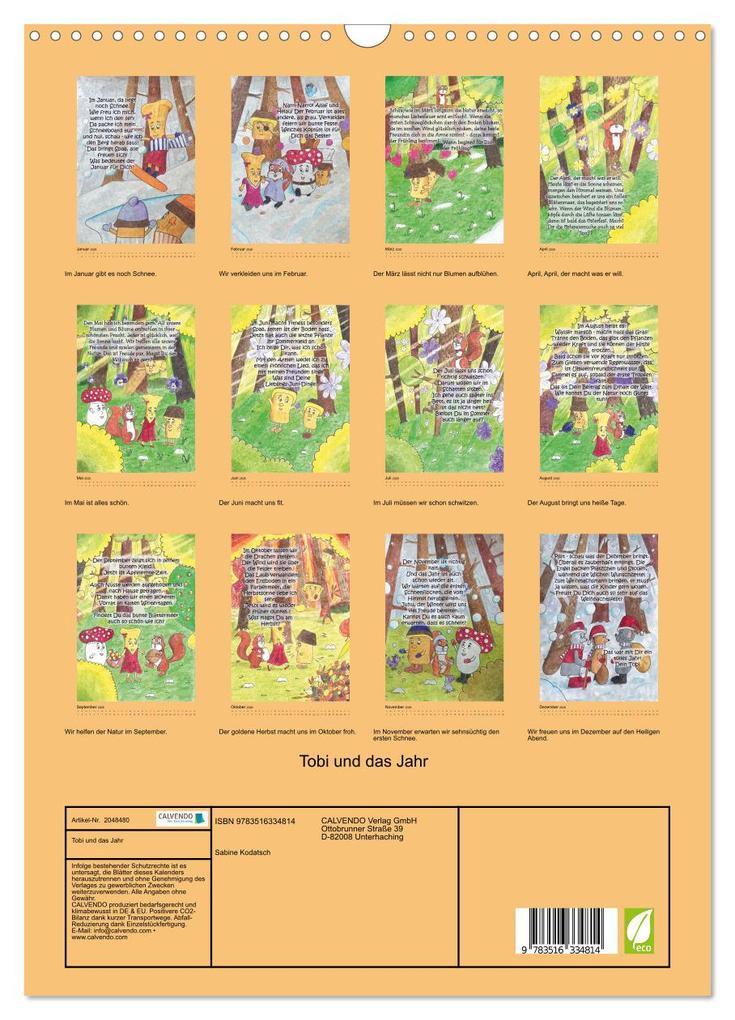 Weitere Ansicht: Tobi und das Jahr (Wandkalender 2026 DIN A3 hoch), CALVENDO Monatskalender | Sabine Kodatsch, Calvendo
