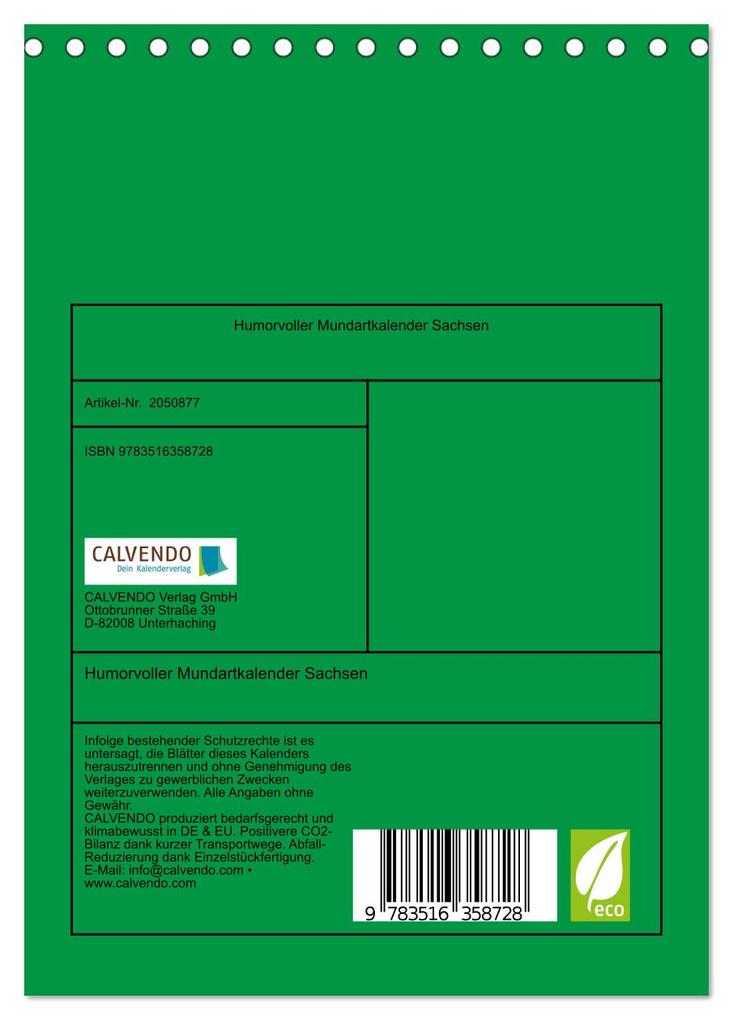 Weitere Ansicht: Humorvoller Mundartkalender Sachsen (Tischkalender 2026 DIN A5 hoch), CALVENDO Monatskalender | Sächsmaschine Sächsmaschine, Calvendo, Sächsmaschine