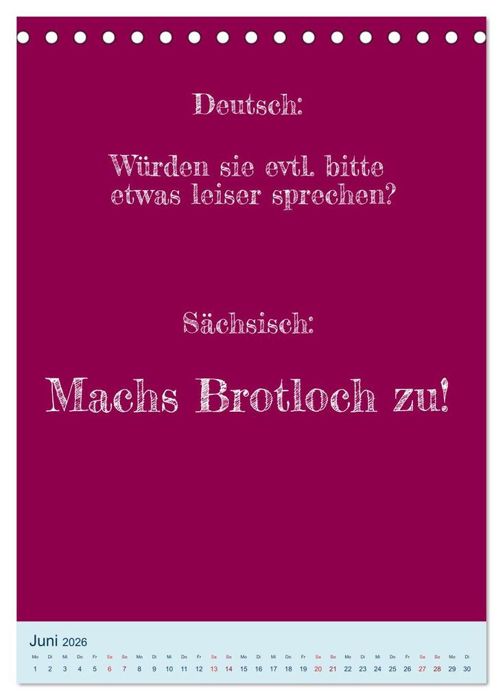 Weitere Ansicht: Humorvoller Mundartkalender Sachsen (Tischkalender 2026 DIN A5 hoch), CALVENDO Monatskalender | Sächsmaschine Sächsmaschine, Calvendo, Sächsmaschine