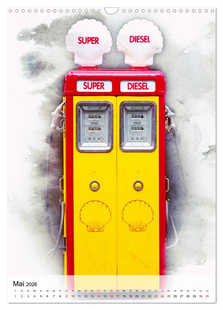 Weitere Ansicht: Gasoline - Vintage Tanksäulen in Szene gesetzt (Wandkalender 2026 DIN A3 hoch), CALVENDO Monatskalender | Renate Utz, Calvendo