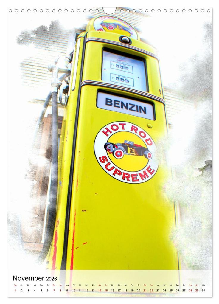 Weitere Ansicht: Gasoline - Vintage Tanksäulen in Szene gesetzt (Wandkalender 2026 DIN A3 hoch), CALVENDO Monatskalender | Renate Utz, Calvendo