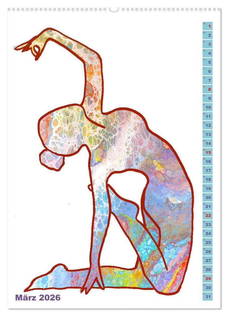 Weitere Ansicht: Prächtiges Yoga Pouring - Yoga verschmilzt mit Kunst (hochwertiger Premium Wandkalender 2026 DIN A2 hoch), Kunstdruck in Hochglanz | Michaela Schimmack, Calvendo