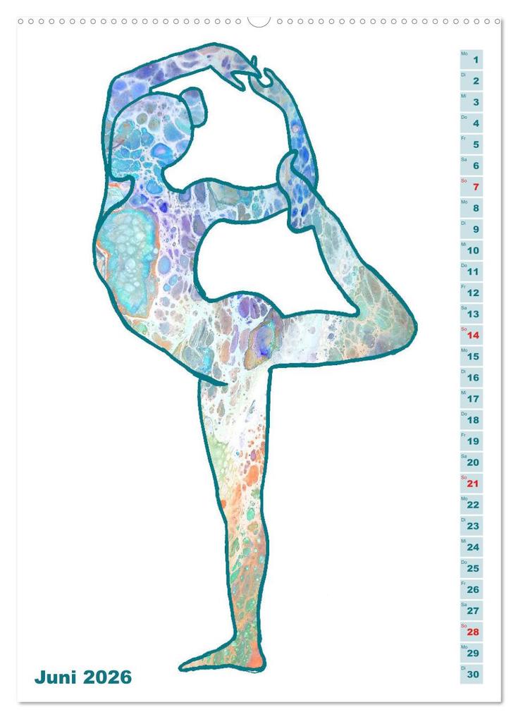 Weitere Ansicht: Prächtiges Yoga Pouring - Yoga verschmilzt mit Kunst (hochwertiger Premium Wandkalender 2026 DIN A2 hoch), Kunstdruck in Hochglanz | Michaela Schimmack, Calvendo