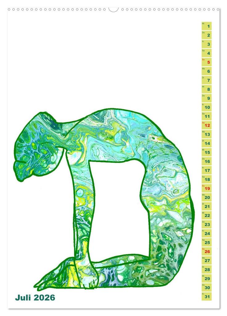 Weitere Ansicht: Prächtiges Yoga Pouring - Yoga verschmilzt mit Kunst (hochwertiger Premium Wandkalender 2026 DIN A2 hoch), Kunstdruck in Hochglanz | Michaela Schimmack, Calvendo