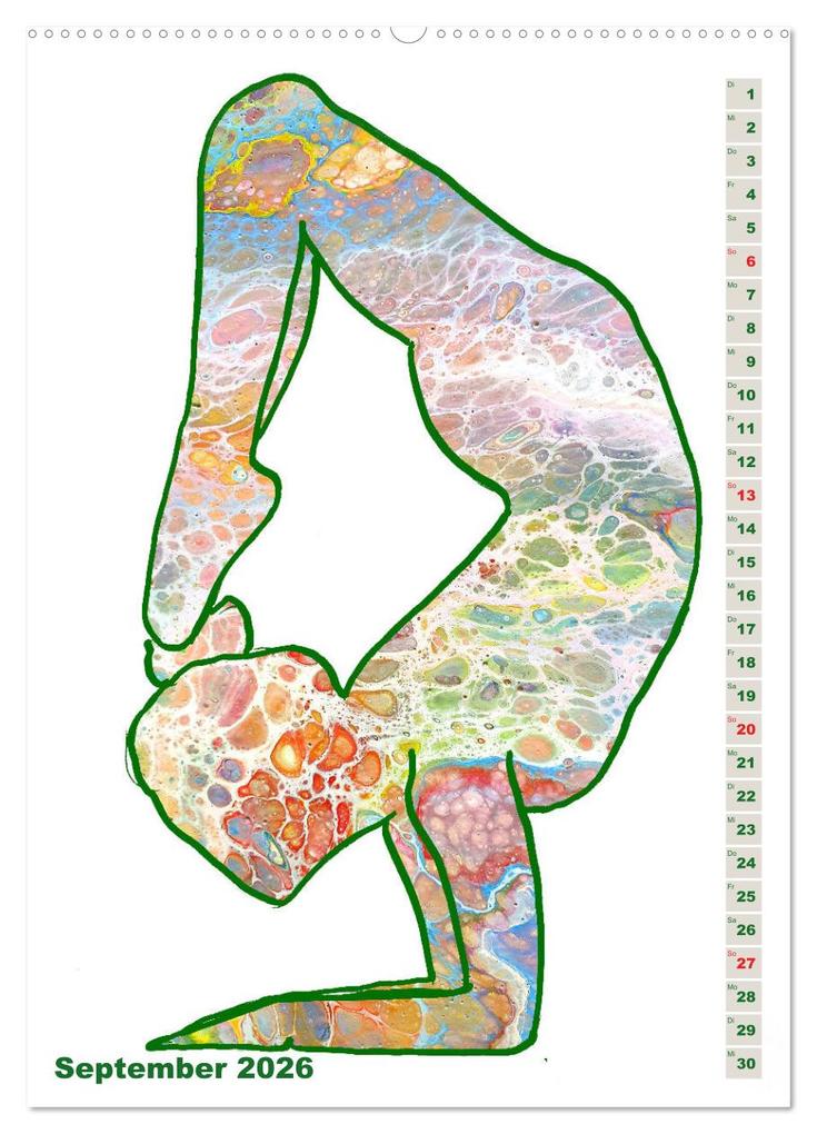 Weitere Ansicht: Prächtiges Yoga Pouring - Yoga verschmilzt mit Kunst (hochwertiger Premium Wandkalender 2026 DIN A2 hoch), Kunstdruck in Hochglanz | Michaela Schimmack, Calvendo