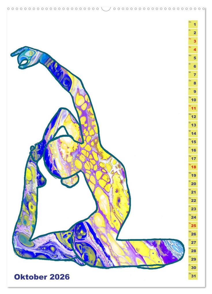 Weitere Ansicht: Prächtiges Yoga Pouring - Yoga verschmilzt mit Kunst (hochwertiger Premium Wandkalender 2026 DIN A2 hoch), Kunstdruck in Hochglanz | Michaela Schimmack, Calvendo