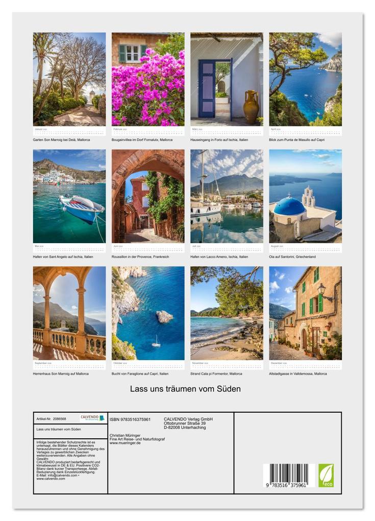 Weitere Ansicht: Lass uns träumen vom Süden (Wandkalender 2026 DIN A3 hoch), CALVENDO Monatskalender | Christian Müringer, Calvendo