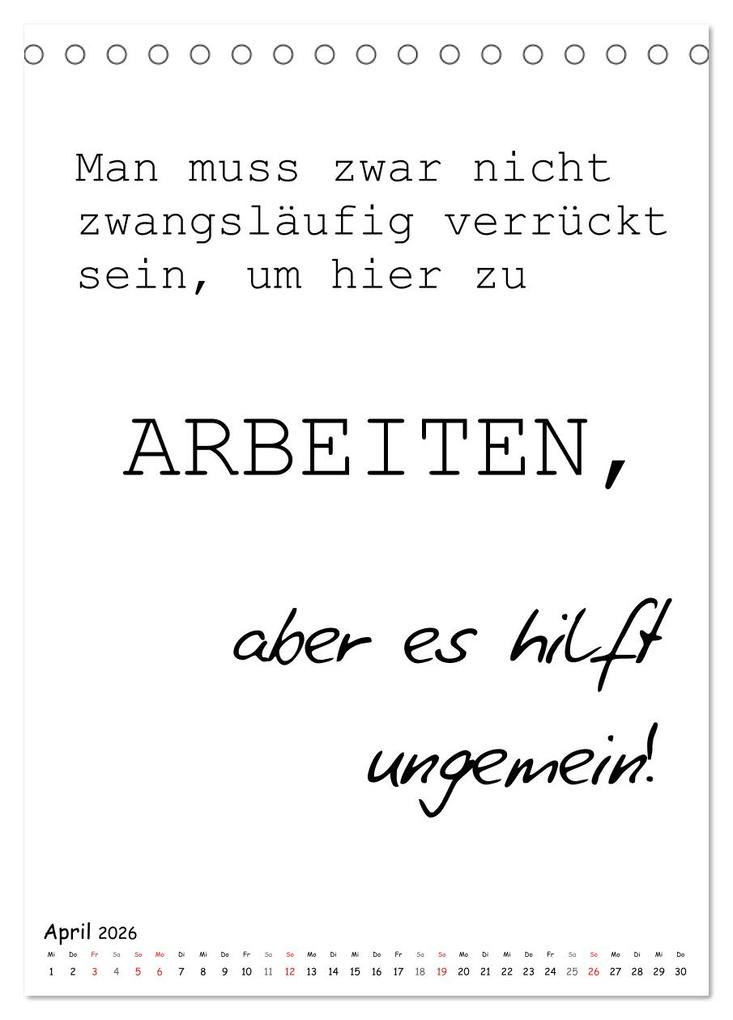 Weitere Ansicht: Typo-Kalender für das Büro. Gemeine und lustige Sprüche (Tischkalender 2026 DIN A5 hoch), CALVENDO Monatskalender | Rose Hurley, Calvendo