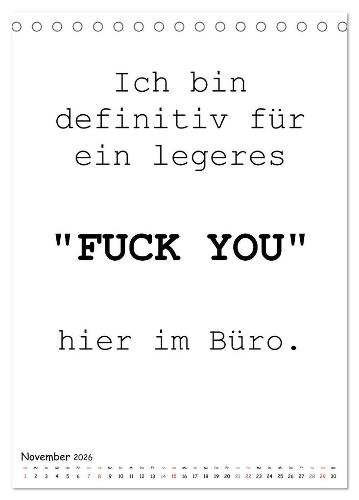 Weitere Ansicht: Typo-Kalender für das Büro. Gemeine und lustige Sprüche (Tischkalender 2026 DIN A5 hoch), CALVENDO Monatskalender | Rose Hurley, Calvendo