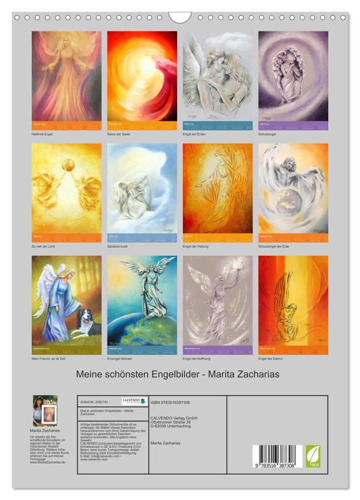 Weitere Ansicht: Meine schönsten Engelbilder - Marita Zacharias (Wandkalender 2026 DIN A3 hoch), CALVENDO Monatskalender | Marita Zacharias, Calvendo