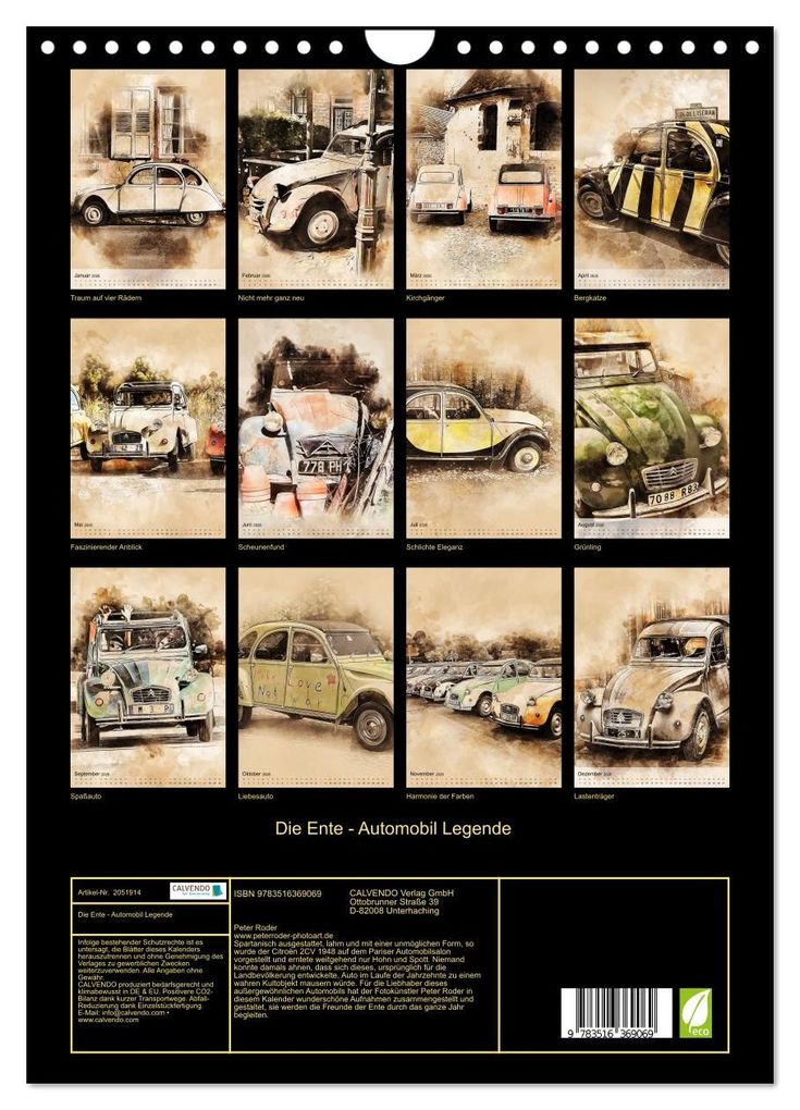 Weitere Ansicht: Die Ente - Automobil Legende (Wandkalender 2026 DIN A4 hoch), CALVENDO Monatskalender | Peter Roder, Calvendo