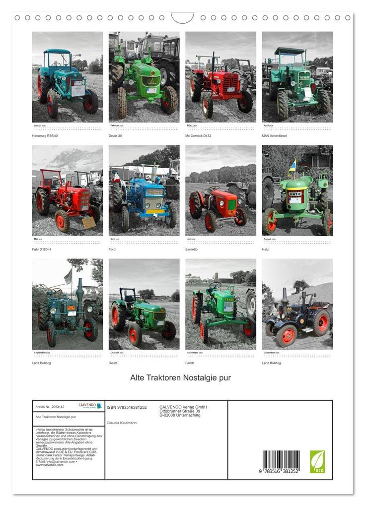 Weitere Ansicht: Alte Traktoren Nostalgie pur (Wandkalender 2026 DIN A3 hoch), CALVENDO Monatskalender | Claudia Kleemann, Calvendo