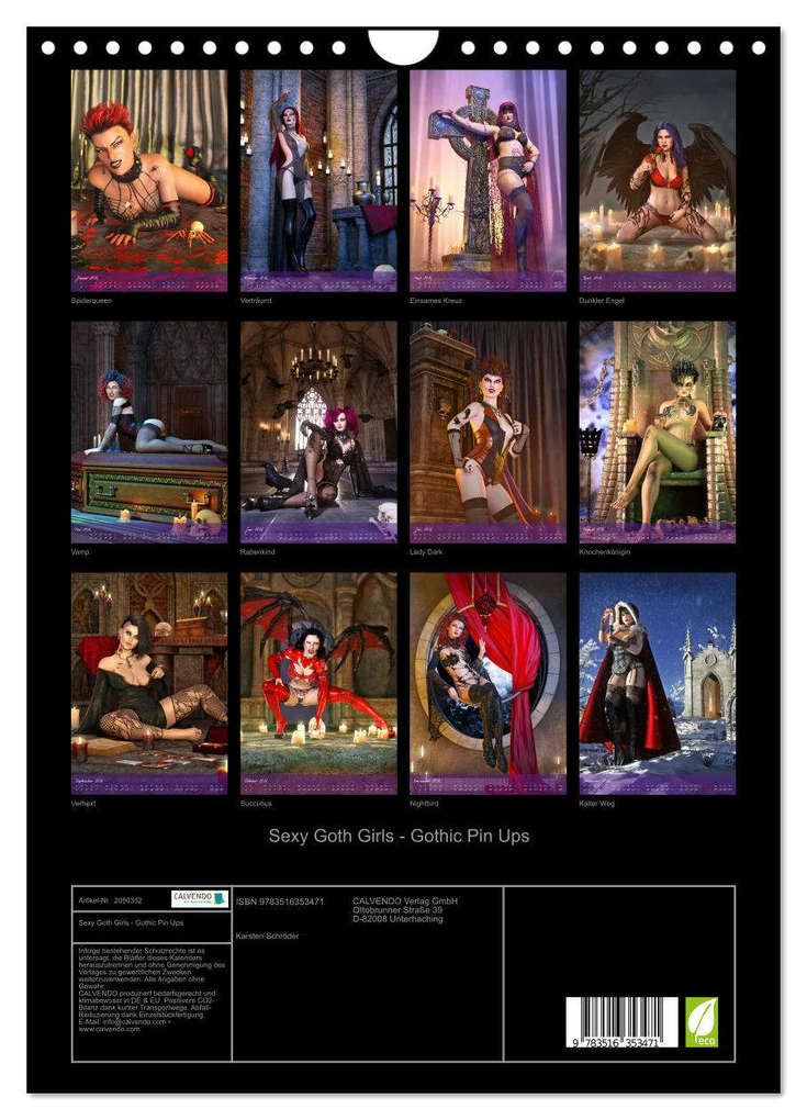 Weitere Ansicht: Sexy Goth Girls - Gothic Pin Ups (Wandkalender 2026 DIN A4 hoch), CALVENDO Monatskalender | Karsten Schröder, Calvendo