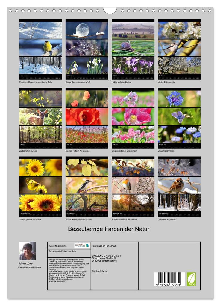 Weitere Ansicht: Bezaubernde Farben der Natur (Wandkalender 2026 DIN A3 hoch), CALVENDO Monatskalender | Sabine Löwer, Calvendo