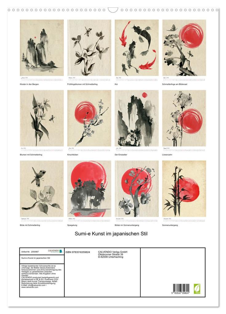 Weitere Ansicht: Sumi-e Kunst im japanischen Stil (Wandkalender 2026 DIN A2 hoch), CALVENDO Monatskalender | Lucia Lucia, Calvendo, Lucia