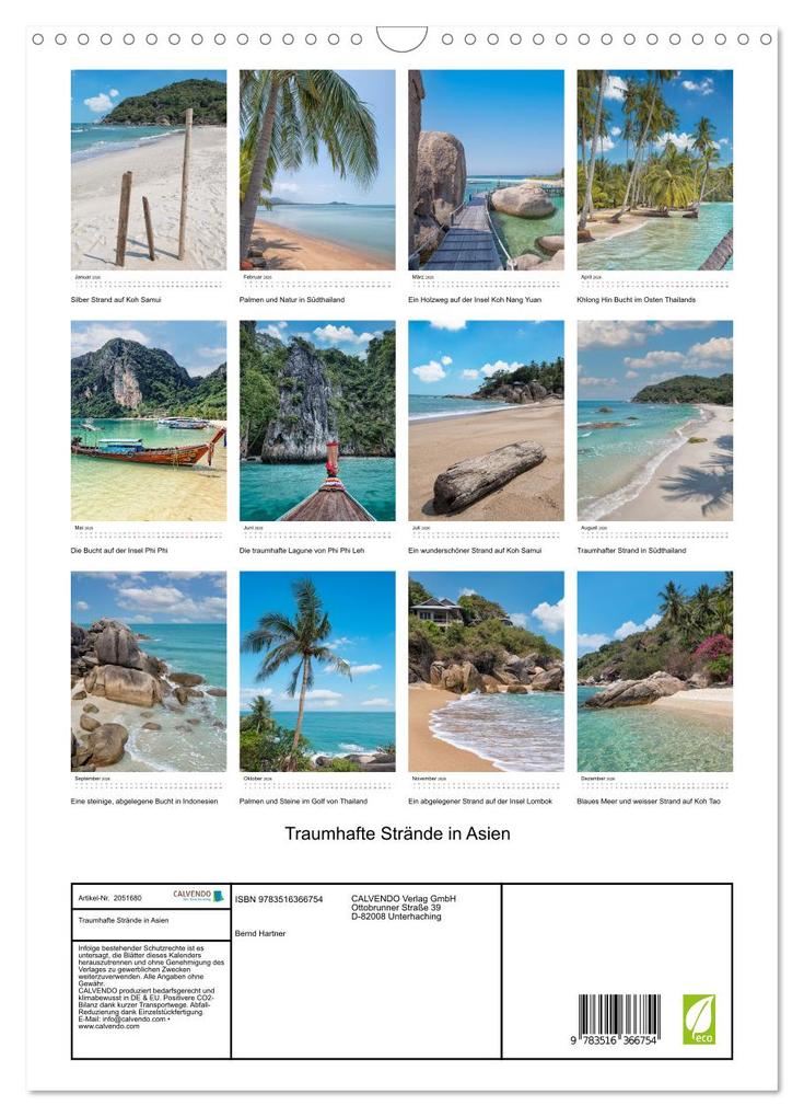 Weitere Ansicht: Traumhafte Strände in Asien (Wandkalender 2026 DIN A3 hoch), CALVENDO Monatskalender | Bernd Hartner, Calvendo