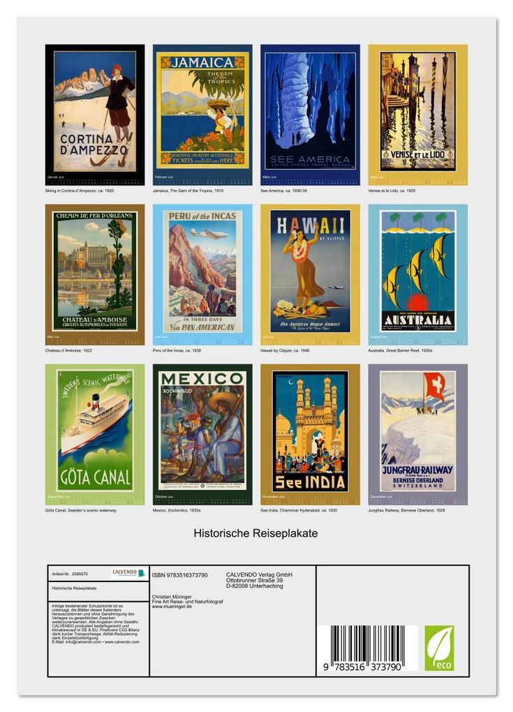 Weitere Ansicht: Historische Reiseplakate (Wandkalender 2026 DIN A4 hoch), CALVENDO Monatskalender | Christian Müringer, Calvendo