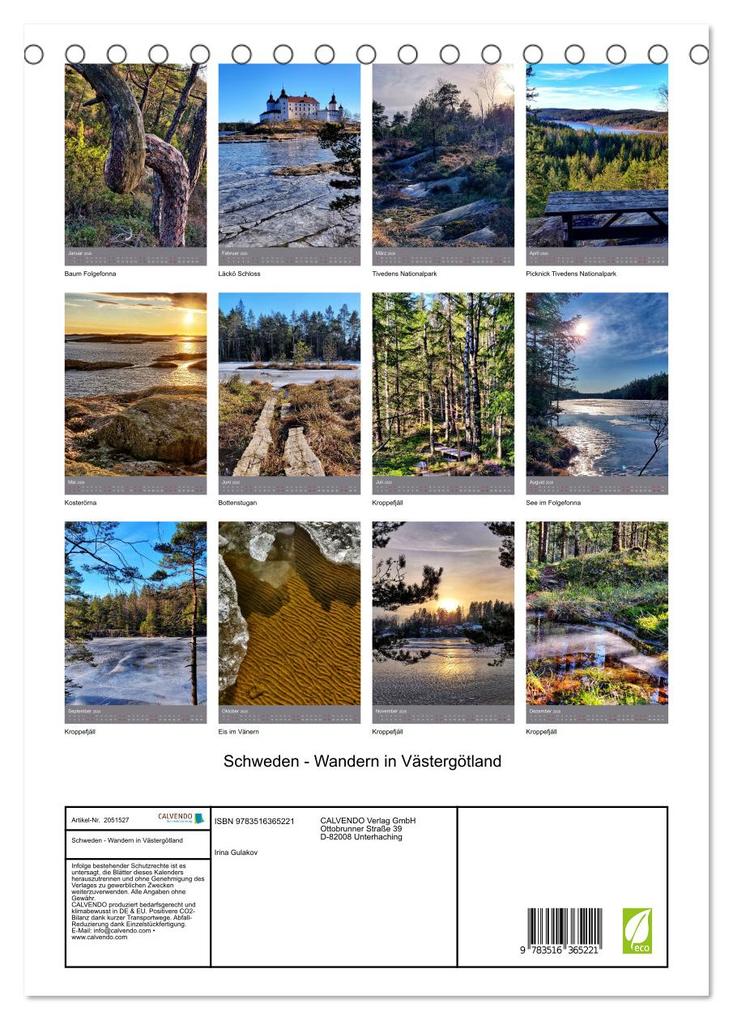 Weitere Ansicht: Schweden - Wandern in Västergötland (Tischkalender 2026 DIN A5 hoch), CALVENDO Monatskalender | Irina Gulakov, Calvendo