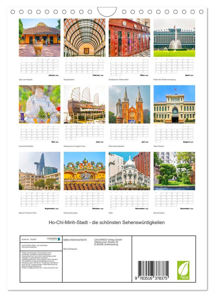 Weitere Ansicht: Ho-Chi-Minh-Stadt - die schönsten Sehenswürdigkeiten (Wandkalender 2026 DIN A4 hoch), CALVENDO Monatskalender | Nina Schwarze, Calvendo