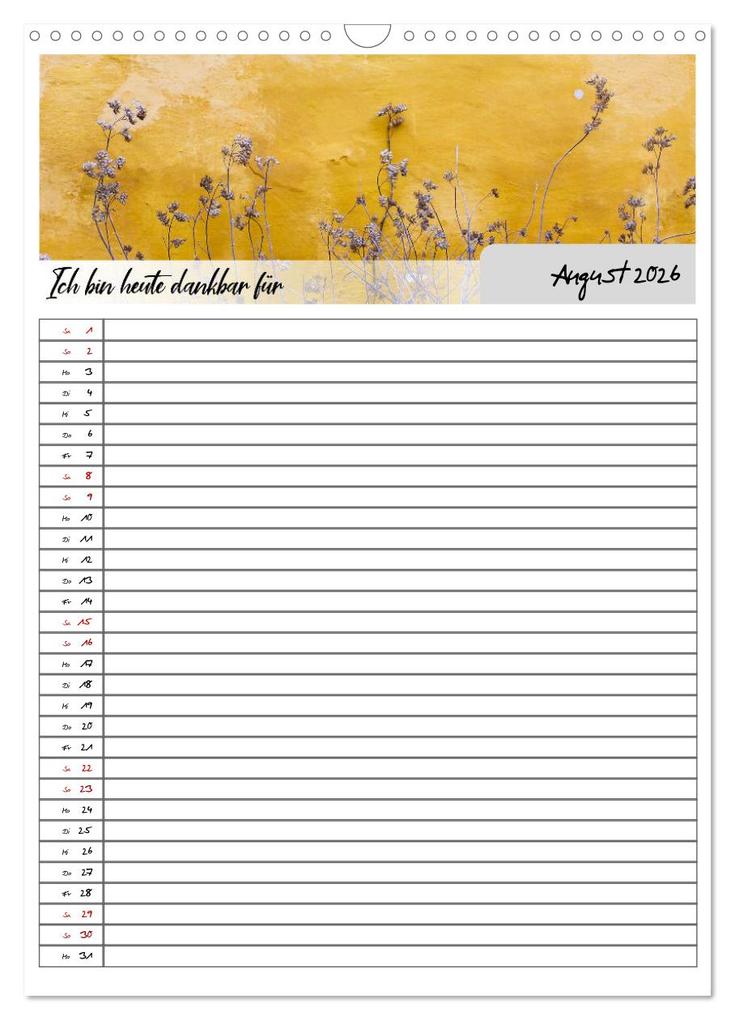 Weitere Ansicht: Ich bin dankbar - ein Jahr voller Achtsamkeit (Wandkalender 2026 DIN A3 hoch), CALVENDO Monatskalender | MD-Publishing MD-Publishing, Calvendo, MD-Publishing