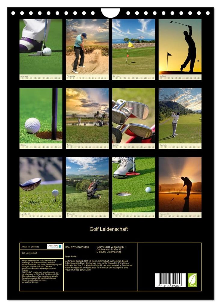 Weitere Ansicht: Golf Leidenschaft (Wandkalender 2026 DIN A4 hoch), CALVENDO Monatskalender | Peter Roder, Calvendo