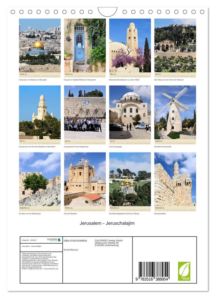 Weitere Ansicht: Jerusalem - Jeruschalajim (Wandkalender 2026 DIN A4 hoch), CALVENDO Monatskalender | Daniel Meissner, Calvendo
