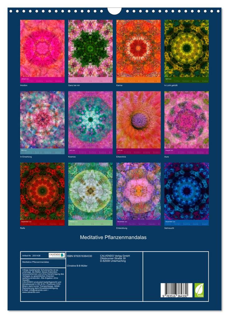 Weitere Ansicht: Meditative Pflanzenmandalas (Wandkalender 2026 DIN A3 hoch), CALVENDO Monatskalender | Christine B-B Müller, Calvendo