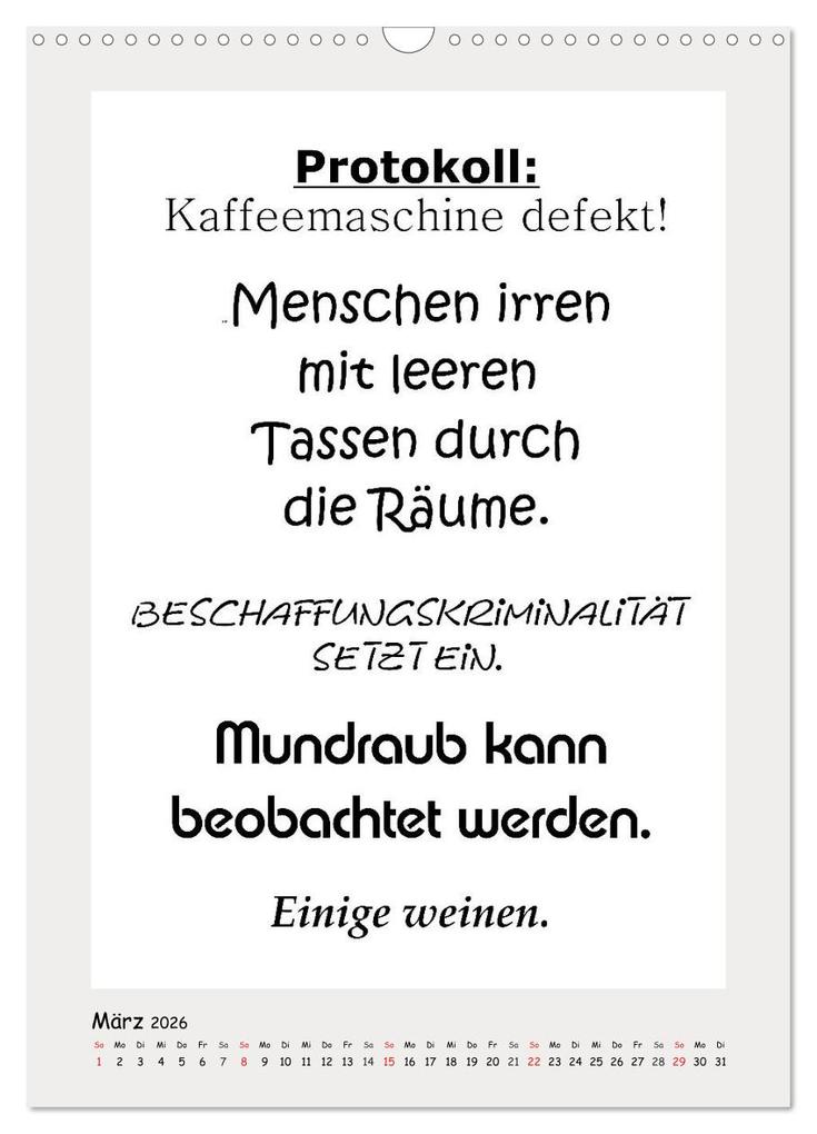 Weitere Ansicht: Sprüchekalender. Witziges fürs Büro (Wandkalender 2026 DIN A3 hoch), CALVENDO Monatskalender | Rose Hurley, Calvendo
