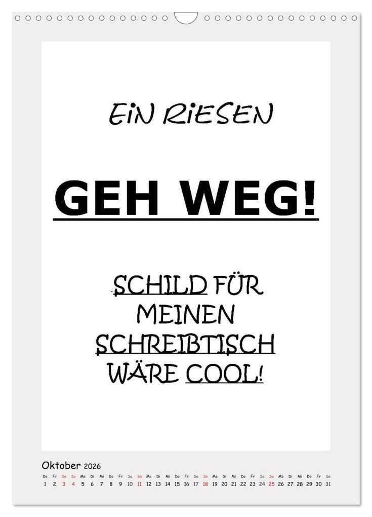 Weitere Ansicht: Sprüchekalender. Witziges fürs Büro (Wandkalender 2026 DIN A3 hoch), CALVENDO Monatskalender | Rose Hurley, Calvendo