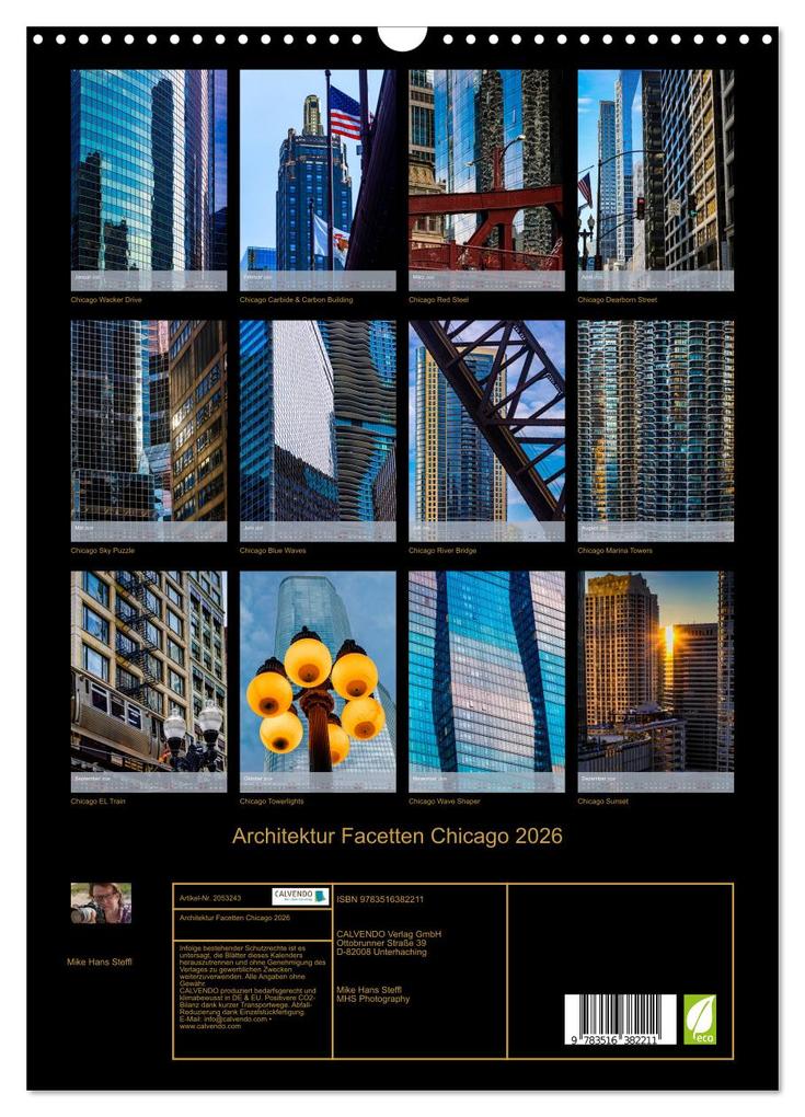 Weitere Ansicht: Architektur Facetten Chicago 2026 (Wandkalender 2026 DIN A3 hoch), CALVENDO Monatskalender | Mike Hans Steffl, Calvendo